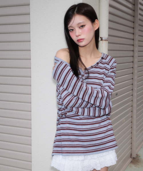 ROSEFRANTZ（ロゼフランツ）の「Stripe Button Long Sleeve [Blue]（Tシャツ/カットソー・レディース・ブルー・OS）」の14枚目の写真
