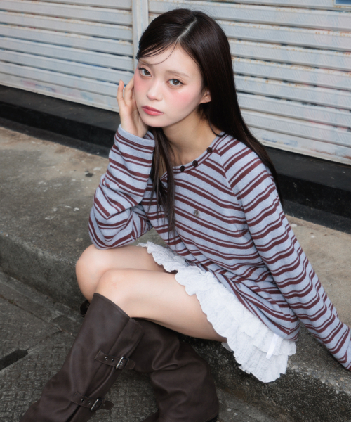 ROSEFRANTZ（ロゼフランツ）の「Stripe Button Long Sleeve [Blue]（Tシャツ/カットソー・レディース・ブルー・OS）」の19枚目の写真