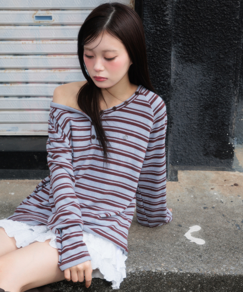 ROSEFRANTZ（ロゼフランツ）の「Stripe Button Long Sleeve [Blue]（Tシャツ/カットソー・レディース・ブルー・OS）」の20枚目の写真