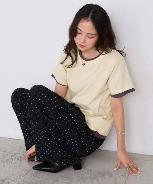 forksy.(フォルクシー)の「【forksy.】レイヤード クルーネック コンパクトTシャツ 2枚セット / UVカット・汗ジミ防止(Tシャツ/カットソー・レディース・イエロー系/ネイビー系/グレー系/ホワイト系/ピンク系・FREE)」の6枚目の写真