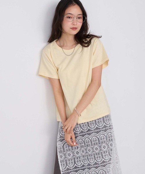forksy.(フォルクシー)の「【forksy.】レイヤード クルーネック コンパクトTシャツ 2枚セット / UVカット・汗ジミ防止(Tシャツ/カットソー・レディース・イエロー系/ネイビー系/グレー系/ホワイト系/ピンク系・FREE)」の7枚目の写真