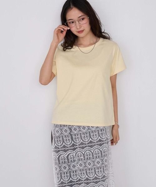 forksy.(フォルクシー)の「【forksy.】レイヤード クルーネック コンパクトTシャツ 2枚セット / UVカット・汗ジミ防止(Tシャツ/カットソー・レディース・イエロー系/ネイビー系/グレー系/ホワイト系/ピンク系・FREE)」の10枚目の写真