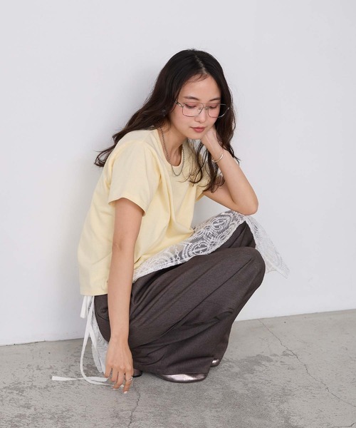 forksy.(フォルクシー)の「【forksy.】レイヤード クルーネック コンパクトTシャツ 2枚セット / UVカット・汗ジミ防止(Tシャツ/カットソー・レディース・イエロー系/ネイビー系/グレー系/ホワイト系/ピンク系・FREE)」の15枚目の写真