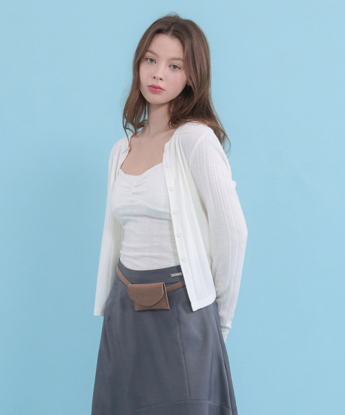 MICANE(ミケーネ)の「アジュラストライプカーディガン-スリーブレスセットアップ(カーディガン/ボレロ・レディース・ライトグレー/クリーム/スカイブルー・X-LARGE/MEDIUM/SMALL/LARGE)」の15枚目の写真
