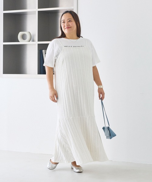 LAVEANGE(ラビアンジェ)の「カットレースキャミワンピース(ワンピース・レディース・ブラック/オフホワイト・5L/4L/3L/LL/M)」の19枚目の写真