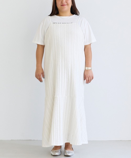 LAVEANGE(ラビアンジェ)の「カットレースキャミワンピース(ワンピース・レディース・ブラック/オフホワイト・5L/4L/3L/LL/M)」の12枚目の写真