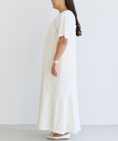 LAVEANGE(ラビアンジェ)の「カットレースキャミワンピース(ワンピース・レディース・ブラック/オフホワイト・5L/4L/3L/LL/M)」の11枚目の写真