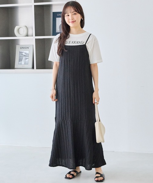 LAVEANGE(ラビアンジェ)の「カットレースキャミワンピース(ワンピース・レディース・ブラック/オフホワイト・5L/4L/3L/LL/M)」の9枚目の写真