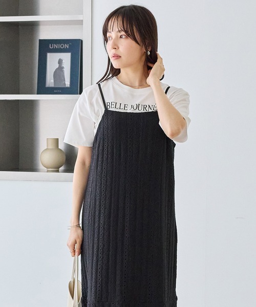 LAVEANGE(ラビアンジェ)の「カットレースキャミワンピース(ワンピース・レディース・ブラック/オフホワイト・5L/4L/3L/LL/M)」の8枚目の写真