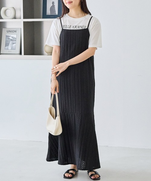 LAVEANGE(ラビアンジェ)の「カットレースキャミワンピース(ワンピース・レディース・ブラック/オフホワイト・5L/4L/3L/LL/M)」の7枚目の写真