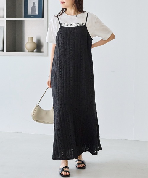 LAVEANGE(ラビアンジェ)の「カットレースキャミワンピース(ワンピース・レディース・ブラック/オフホワイト・5L/4L/3L/LL/M)」の6枚目の写真