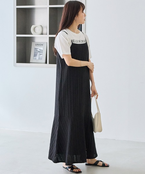 LAVEANGE(ラビアンジェ)の「カットレースキャミワンピース(ワンピース・レディース・ブラック/オフホワイト・5L/4L/3L/LL/M)」の5枚目の写真