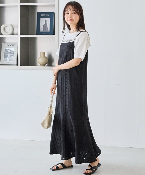 LAVEANGE(ラビアンジェ)の「カットレースキャミワンピース(ワンピース・レディース・ブラック/オフホワイト・5L/4L/3L/LL/M)」の4枚目の写真