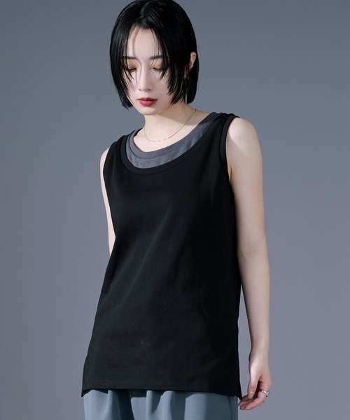 Ellno Loset（エルノロゼット）の「ハイショクレイヤードタンクトップ（タンクトップ・メンズ・ブルーグレー/ブラック・SMALL/LARGE/MEDIUM）」の9枚目の写真