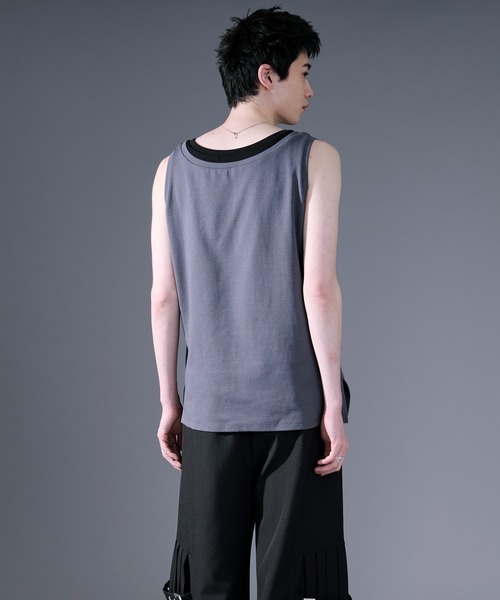Ellno Loset（エルノロゼット）の「ハイショクレイヤードタンクトップ（タンクトップ・メンズ・ブルーグレー/ブラック・SMALL/LARGE/MEDIUM）」の13枚目の写真