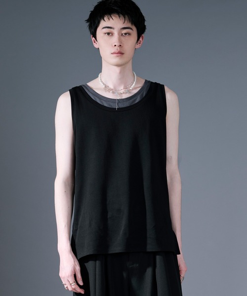 Ellno Loset（エルノロゼット）の「ハイショクレイヤードタンクトップ（タンクトップ・メンズ・ブルーグレー/ブラック・SMALL/LARGE/MEDIUM）」の3枚目の写真
