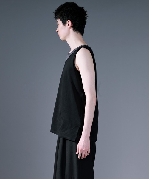 Ellno Loset（エルノロゼット）の「ハイショクレイヤードタンクトップ（タンクトップ・メンズ・ブルーグレー/ブラック・SMALL/LARGE/MEDIUM）」の6枚目の写真