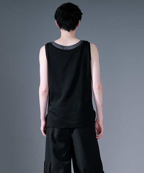 Ellno Loset（エルノロゼット）の「ハイショクレイヤードタンクトップ（タンクトップ・メンズ・ブルーグレー/ブラック・SMALL/LARGE/MEDIUM）」の7枚目の写真