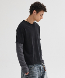 LEIRE（ルアール）の「カットオフレイヤードロングスリーブTシャツ[ブラック]（Tシャツ/カットソー）」