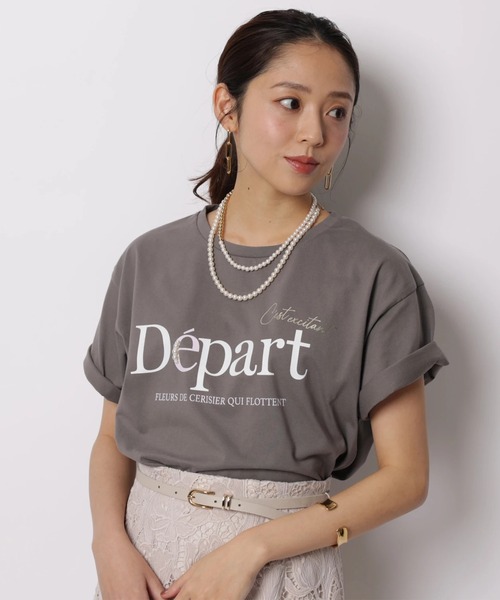 JUSGLITTY（ジャスグリッティー）の「ロゴＴシャツ（Tシャツ/カットソー・レディース・チャコールグレー/ホワイト・2）」の2枚目の写真