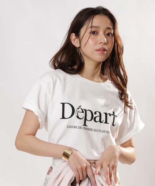 JUSGLITTY（ジャスグリッティー）の「ロゴＴシャツ（Tシャツ/カットソー・レディース・チャコールグレー/ホワイト・2）」の3枚目の写真