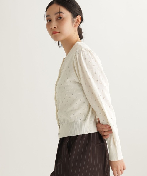 studio CLIP（スタディオクリップ）の「【daily CLIP】アイレットギャザーカーディガン（カーディガン/ボレロ・レディース・ピンク/ホワイト/ネイビー・FREE）」の5枚目の写真