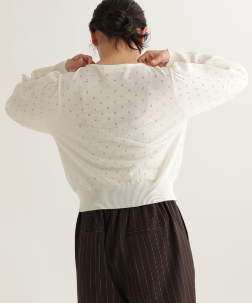studio CLIP（スタディオクリップ）の「【daily CLIP】アイレットギャザーカーディガン（カーディガン/ボレロ・レディース・ピンク/ホワイト/ネイビー・FREE）」の6枚目の写真