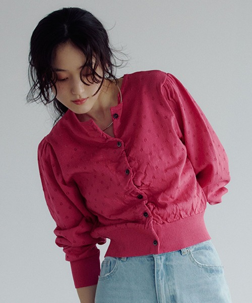 studio CLIP（スタディオクリップ）の「【daily CLIP】アイレットギャザーカーディガン（カーディガン/ボレロ・レディース・ピンク/ホワイト/ネイビー・FREE）」の10枚目の写真