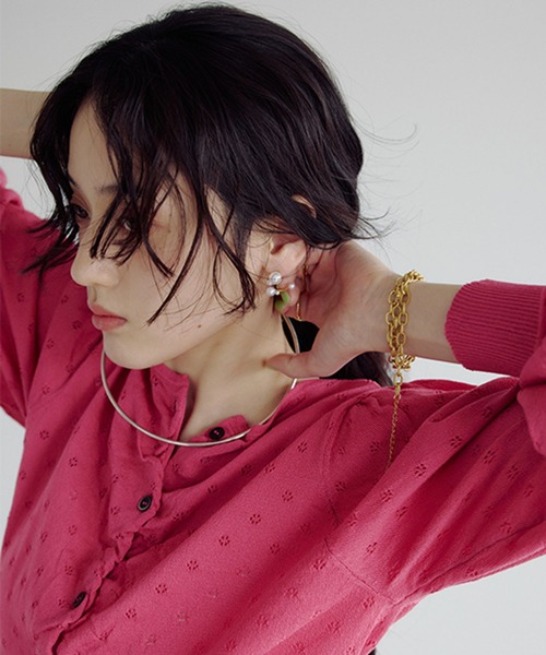 studio CLIP（スタディオクリップ）の「【daily CLIP】アイレットギャザーカーディガン（カーディガン/ボレロ・レディース・ピンク/ホワイト/ネイビー・FREE）」の12枚目の写真