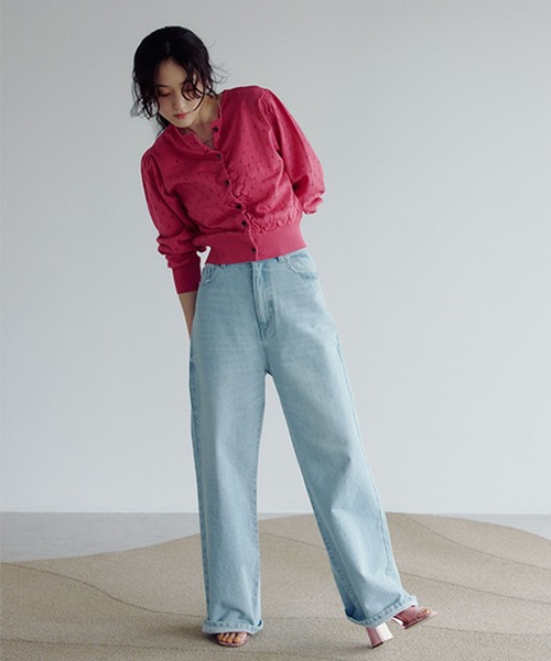 studio CLIP（スタディオクリップ）の「【daily CLIP】アイレットギャザーカーディガン（カーディガン/ボレロ・レディース・ピンク/ホワイト/ネイビー・FREE）」の13枚目の写真