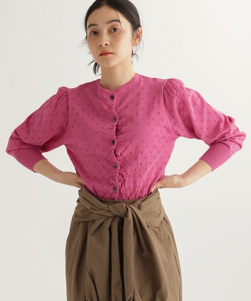 studio CLIP（スタディオクリップ）の「【daily CLIP】アイレットギャザーカーディガン（カーディガン/ボレロ・レディース・ピンク/ホワイト/ネイビー・FREE）」の14枚目の写真