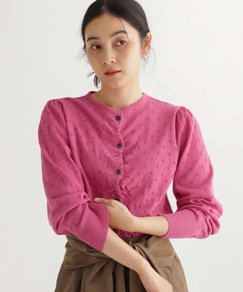 studio CLIP（スタディオクリップ）の「【daily CLIP】アイレットギャザーカーディガン（カーディガン/ボレロ・レディース・ピンク/ホワイト/ネイビー・FREE）」の15枚目の写真