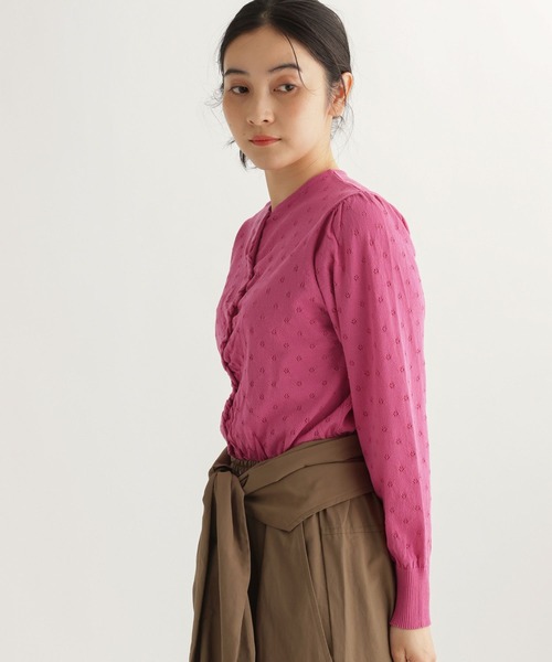 studio CLIP（スタディオクリップ）の「【daily CLIP】アイレットギャザーカーディガン（カーディガン/ボレロ・レディース・ピンク/ホワイト/ネイビー・FREE）」の16枚目の写真