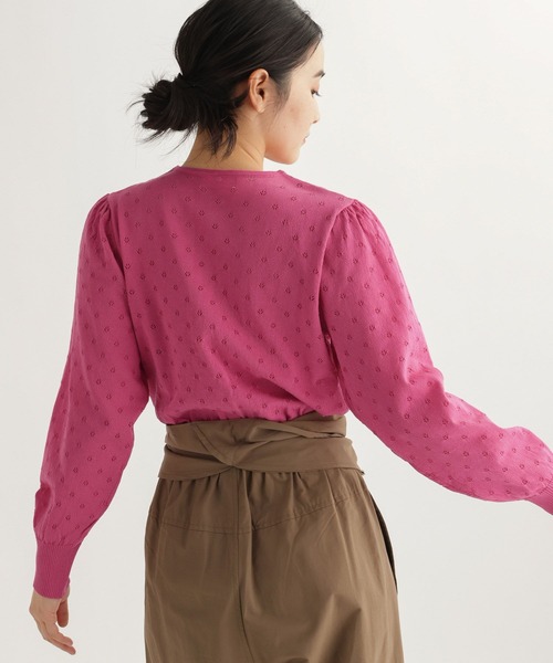 studio CLIP（スタディオクリップ）の「【daily CLIP】アイレットギャザーカーディガン（カーディガン/ボレロ・レディース・ピンク/ホワイト/ネイビー・FREE）」の17枚目の写真