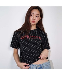 ドット半袖ロゴクロップTシャツブラック