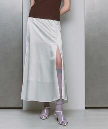 satin slit flare skirt