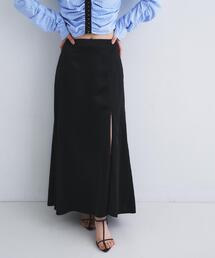 satin slit flare skirt