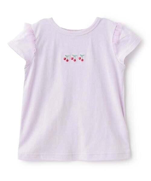 sense of wonder（センスオブワンダー）の「チェリー刺しゅう半袖Tシャツ（Tシャツ/カットソー・キッズ・ネイビー/ラベンダー/オフホワイト/ピンク・110cm/100cm/90cm/80ｃｍ/130cm/120cm）」の3枚目の写真