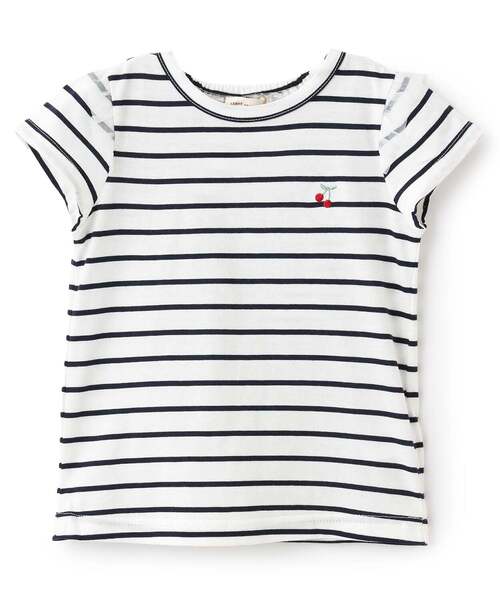 sense of wonder（センスオブワンダー）の「チェリー刺しゅう半袖Tシャツ（Tシャツ/カットソー・キッズ・ネイビー/ラベンダー/オフホワイト/ピンク・110cm/100cm/90cm/80ｃｍ/130cm/120cm）」の2枚目の写真