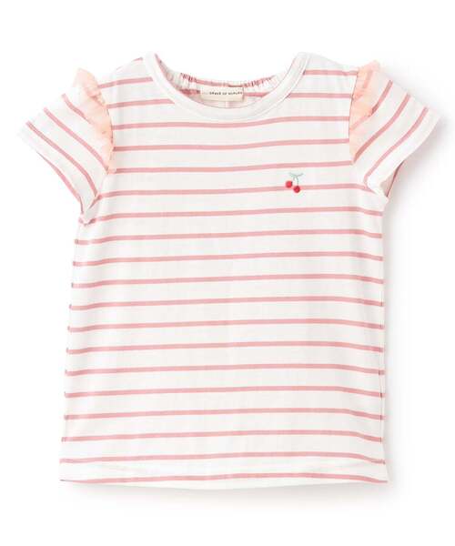 sense of wonder（センスオブワンダー）の「チェリー刺しゅう半袖Tシャツ（Tシャツ/カットソー・キッズ・ネイビー/ラベンダー/オフホワイト/ピンク・110cm/100cm/90cm/80ｃｍ/130cm/120cm）」の4枚目の写真