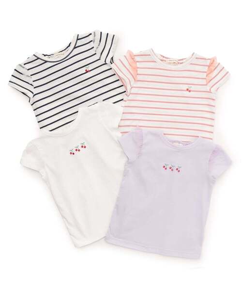 sense of wonder（センスオブワンダー）の「チェリー刺しゅう半袖Tシャツ（Tシャツ/カットソー・キッズ・ネイビー/ラベンダー/オフホワイト/ピンク・110cm/100cm/90cm/80ｃｍ/130cm/120cm）」の6枚目の写真