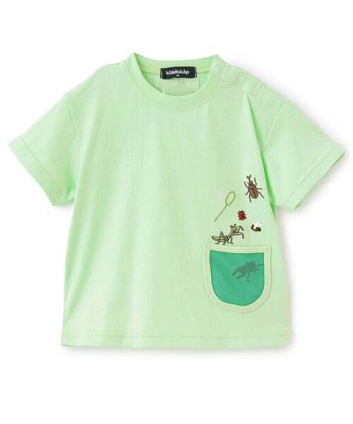 kladskap（クレードスコープ）の「【人気商品再入荷】【直営店で取り扱い無し】ポケットから昆虫半袖Tシャツ（Tシャツ/カットソー・キッズ・クリーム/ライトグリーン・130cm/120cm/100cm/110cm/90cm）」の2枚目の写真