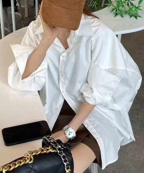 Ada.(エイダ)の「【Mellfy】オーバーサイズ ボリュームスリーブ シャツ ブラウス(シャツ/ブラウス・レディース・ブルー/オフホワイト/ピンク・M)」の2枚目の写真