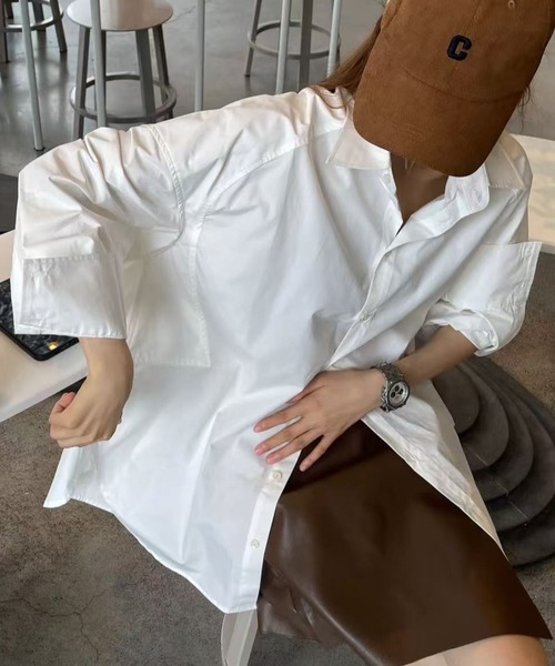Ada.(エイダ)の「【Mellfy】オーバーサイズ ボリュームスリーブ シャツ ブラウス(シャツ/ブラウス・レディース・ブルー/オフホワイト/ピンク・M)」の6枚目の写真