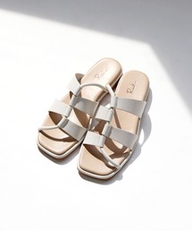 RiiiKa | 【RiiiKa/リーカ】スクエアフラットサンダル アシンメトリー スクエアトゥ フラットサンダル ローヒール(サンダル)