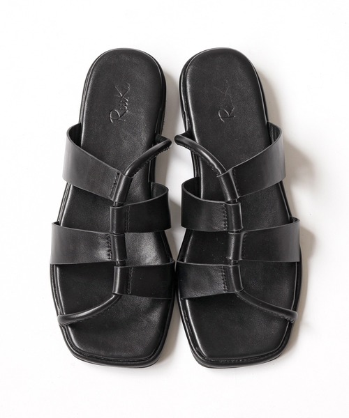 RiiiKa（リーカ）の「【RiiiKa/リーカ】スクエアフラットサンダル アシンメトリー スクエアトゥ フラットサンダル ローヒール（サンダル・レディース・オレンジ/ホワイト/ブラック・S/M/L/LL）」の5枚目の写真