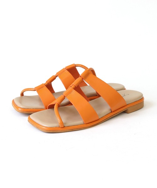RiiiKa（リーカ）の「【RiiiKa/リーカ】スクエアフラットサンダル アシンメトリー スクエアトゥ フラットサンダル ローヒール（サンダル・レディース・オレンジ/ホワイト/ブラック・S/M/L/LL）」の11枚目の写真