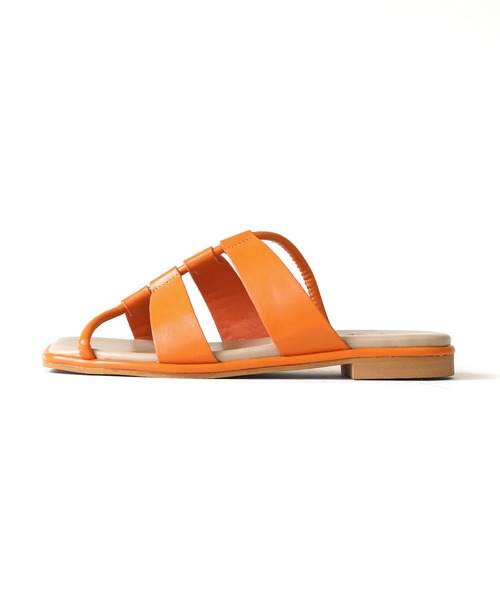 RiiiKa（リーカ）の「【RiiiKa/リーカ】スクエアフラットサンダル アシンメトリー スクエアトゥ フラットサンダル ローヒール（サンダル・レディース・オレンジ/ホワイト/ブラック・S/M/L/LL）」の13枚目の写真