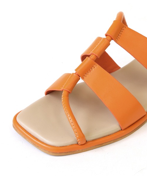 RiiiKa（リーカ）の「【RiiiKa/リーカ】スクエアフラットサンダル アシンメトリー スクエアトゥ フラットサンダル ローヒール（サンダル・レディース・オレンジ/ホワイト/ブラック・S/M/L/LL）」の15枚目の写真