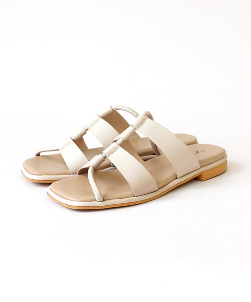 RiiiKa（リーカ）の「【RiiiKa/リーカ】スクエアフラットサンダル アシンメトリー スクエアトゥ フラットサンダル ローヒール（サンダル・レディース・オレンジ/ホワイト/ブラック・S/M/L/LL）」の17枚目の写真